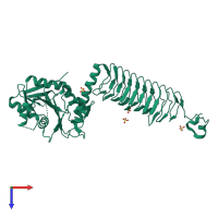 PDB entry 3foq coloured by chain, top view.