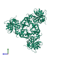 Bifunctional protein GlmU in PDB entry 3foq, assembly 1, side view.