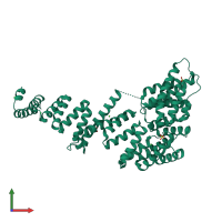 PDB entry 3fp3 coloured by chain, front view.
