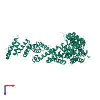 PDB entry 3fp3 coloured by chain, top view.