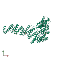 PDB entry 3fp4 coloured by chain, front view.