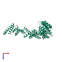 PDB entry 3fp4 coloured by chain, top view.