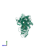 PDB entry 3fps coloured by chain, side view.