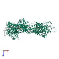 PDB entry 3fps coloured by chain, top view.