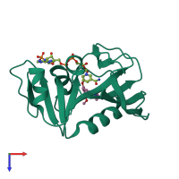 PDB entry 3fq0 coloured by chain, top view.