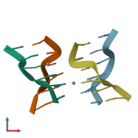 PDB entry 3fq5 coloured by chain, front view.