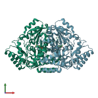 PDB entry 3fq8 coloured by chain, front view.