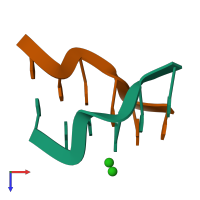 PDB entry 3fqb coloured by chain, top view.