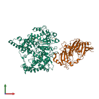 PDB entry 3fqd coloured by chain, front view.