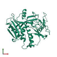 PDB entry 3fqg coloured by chain, front view.