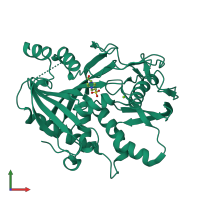 PDB entry 3fqi coloured by chain, front view.