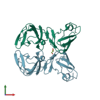 PDB entry 3fqm coloured by chain, front view.