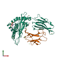 PDB entry 3fqr coloured by chain, front view.