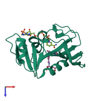 PDB entry 3frd coloured by chain, top view.