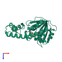 PDB entry 3frh coloured by chain, top view.