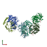 PDB entry 3frm coloured by chain, front view.