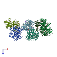 PDB entry 3frm coloured by chain, top view.