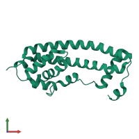 PDB entry 3frr coloured by chain, front view.