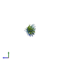 PDB entry 3frx coloured by chain, side view.