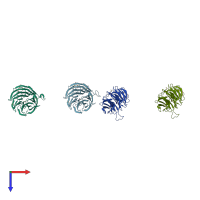 PDB entry 3frx coloured by chain, top view.