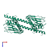 Nucleosome assembly protein in PDB entry 3fs3, assembly 1, top view.
