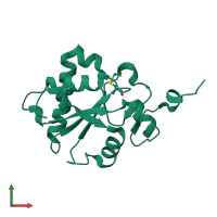 PDB entry 3fs5 coloured by chain, front view.