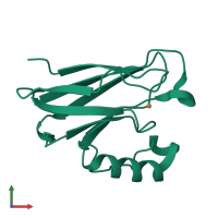 PDB entry 3fsa coloured by chain, front view.