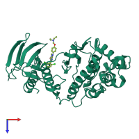 PDB entry 3fsf coloured by chain, top view.