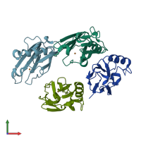 PDB entry 3fsw coloured by chain, front view.