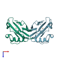 PDB entry 3ft0 coloured by chain, top view.