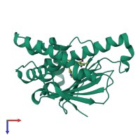 PDB entry 3ft8 coloured by chain, top view.