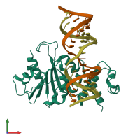 PDB entry 3fte coloured by chain, front view.