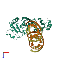 PDB entry 3fte coloured by chain, top view.
