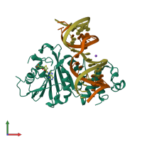 PDB entry 3ftf coloured by chain, front view.