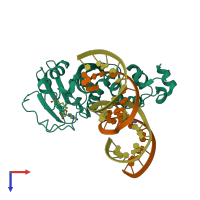 PDB entry 3ftf coloured by chain, top view.