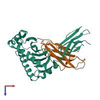 PDB entry 3ftg coloured by chain, top view.