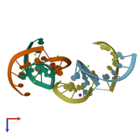 PDB entry 3ftm coloured by chain, top view.