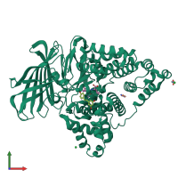 PDB entry 3ftx coloured by chain, front view.