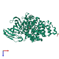 PDB entry 3ftz coloured by chain, top view.