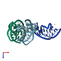 PDB entry 3fu2 coloured by chain, top view.