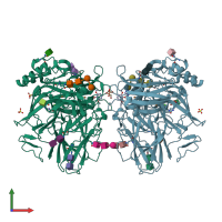PDB entry 3fu8 coloured by chain, front view.