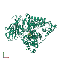 PDB entry 3fuf coloured by chain, front view.