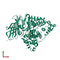 PDB entry 3fui coloured by chain, front view.