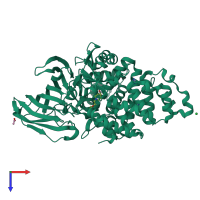 PDB entry 3fuk coloured by chain, top view.