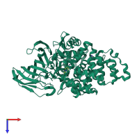 PDB entry 3ful coloured by chain, top view.