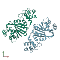 PDB entry 3fut coloured by chain, front view.