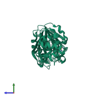 PDB entry 3fuu coloured by chain, side view.