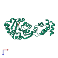 PDB entry 3fuu coloured by chain, top view.
