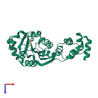 PDB entry 3fuw coloured by chain, top view.
