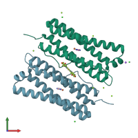 PDB entry 3fvb coloured by chain, front view.